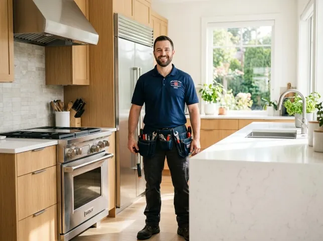 Appliance Repair Hero technician after an appliance repair in a Iowa home